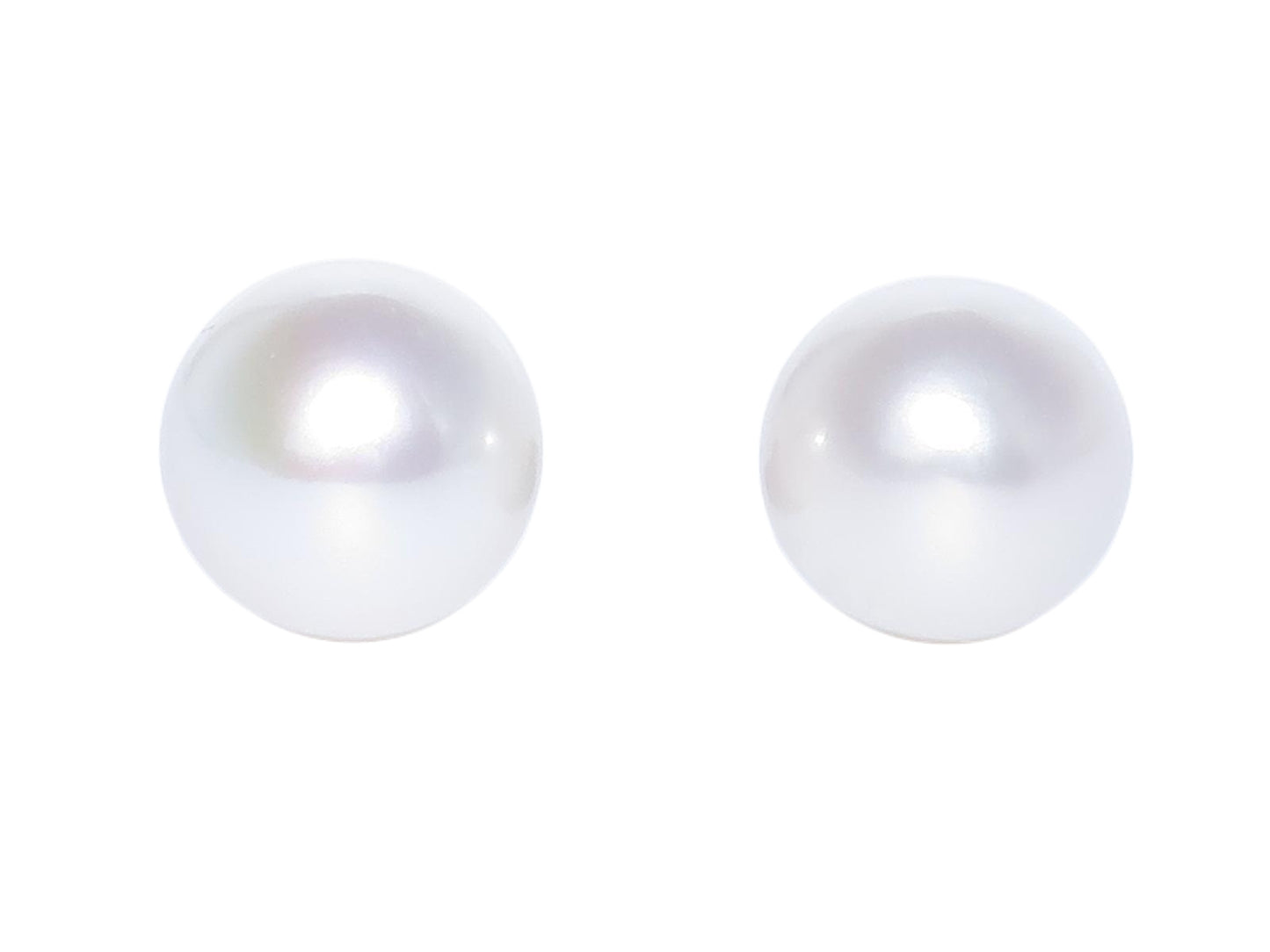 This pearl jewelry is a work of art and each pearl is hand-picked and matched in Guelph, Ontario, Canada. These elegant and gorgeous white pearl stud earrings are handmade with 100% cultured freshwater pearls and 18K yellow gold. Pearl Size: 11.5-12 mm.