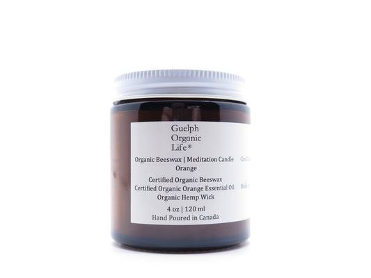 Natural is ambiguous. 100% USDA Certified Organic Yellow Beeswax, Certified Organic Orange Essential Oil, Organic Hemp Candlewick. No fragrance and lightly scented with certified organic orange essential oil. Ideal gift, best for holidays and dinners. Glass jar. 120 ml. Hand Poured in Canada.