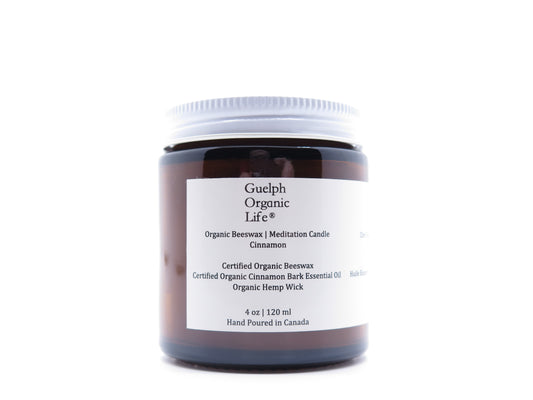 Natural is ambiguous. 100% USDA Certified Organic Yellow Beeswax, Certified Organic Cinnamon Essential Oil, Organic Hemp Candlewick. No fragrance and lightly scented with certified organic cinnamon essential oil. Ideal gift, best for holidays and dinners. Glass jar. 120 ml. Hand Poured in Canada.